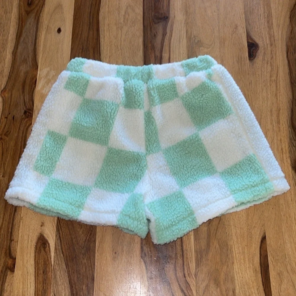 Lazy Oaf Limited Edition Pistachio Checkerboard Fleece Shorts